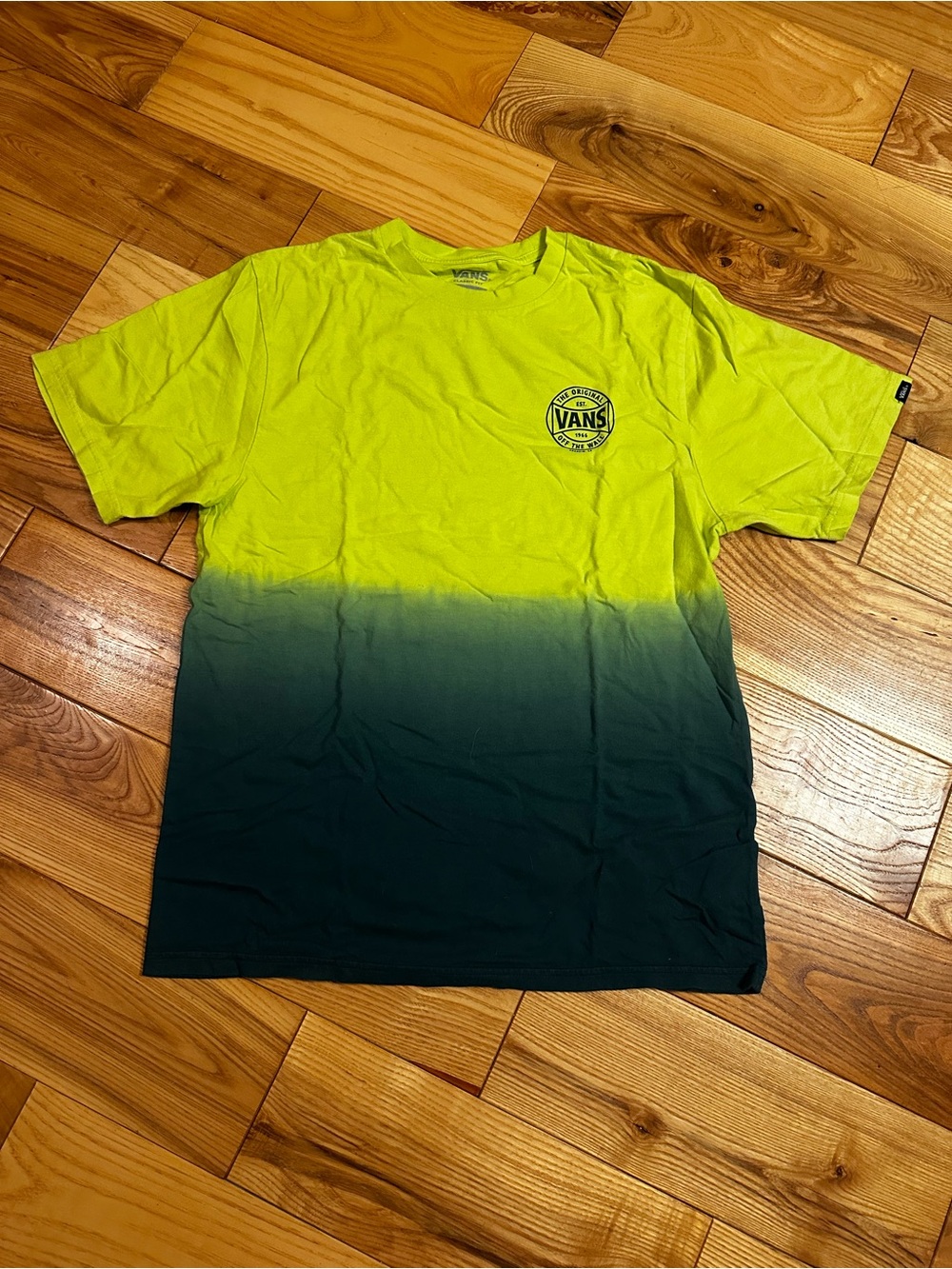 Vans Boy’s Yellow to Blue Ombre Logo T-Shirt, Sz XL (14)